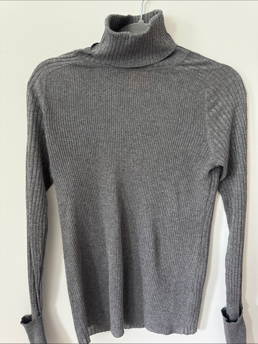 Tory Burch Gray Caleb Ribbed Turtleneck Top Size S